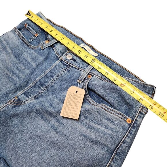 Levi's Wedgie Straight Fit Women's Jeans Raw Hem Blue Denim Cropped High Rise 18 - Picture 8 of 12